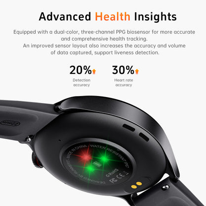 Montre intelligente Runmefit GTR2 - Tracker de santé, de forme physique et d'activité, avec bouton de raccourci, bracelet en acier