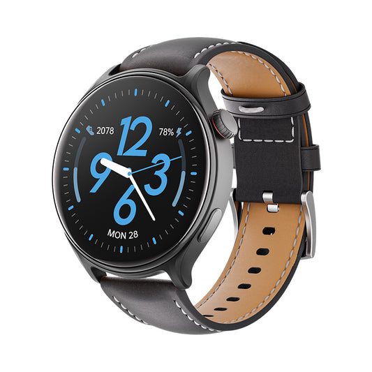 Runmefit GTR2 Smart Watch - Health, Fitness and Activity Tracker, with Shortcut Button, Leather Band