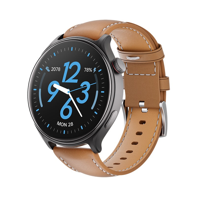 Runmefit GTR2 Smart Watch - Health, Fitness and Activity Tracker, with Shortcut Button, Leather Band