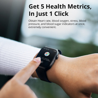 Reloj inteligente Runmefit GTS7 Pro: rastreador de salud, estado físico y actividad, con botón de acceso directo, correa de cuero