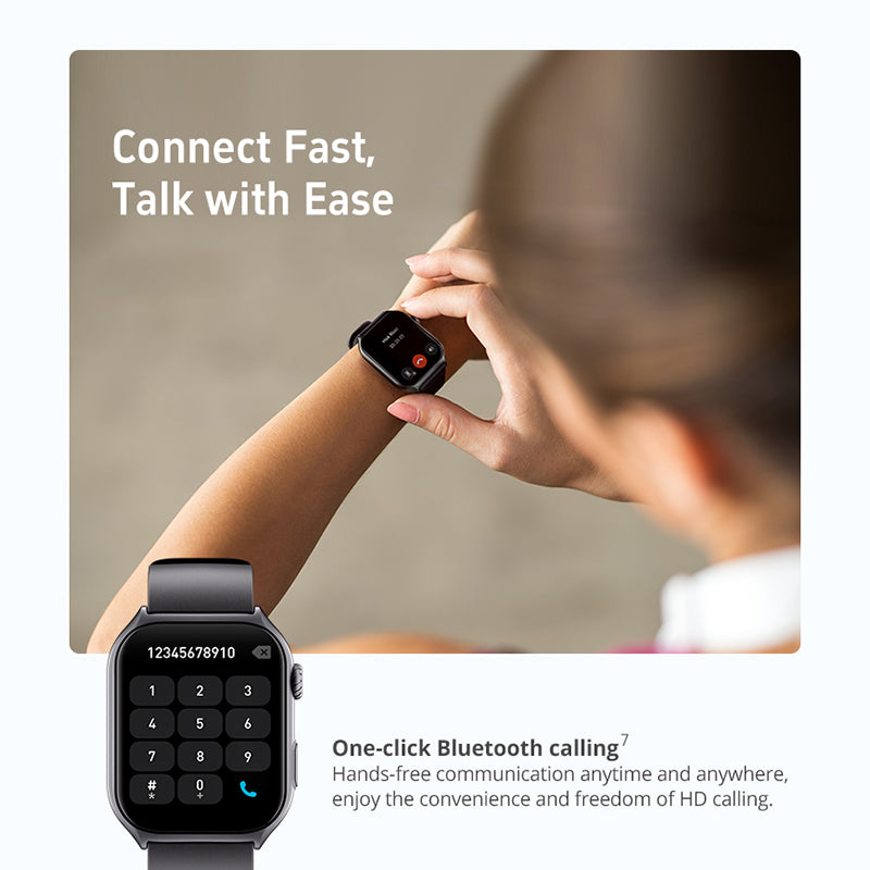 Montre intelligente Runmefit GTS7 Pro - Tracker de santé, de forme physique et d'activité, avec bouton de raccourci, bracelet en cuir