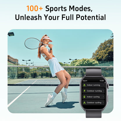 Montre intelligente Runmefit GTS7 Pro - Tracker de santé, de forme physique et d'activité, avec bouton de raccourci, bracelet en cuir