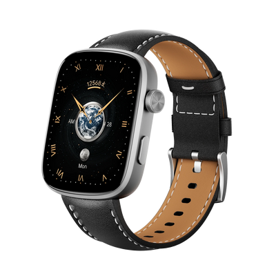 Runmefit GTS8 AMOLED Smart Watch - Leather Strap
