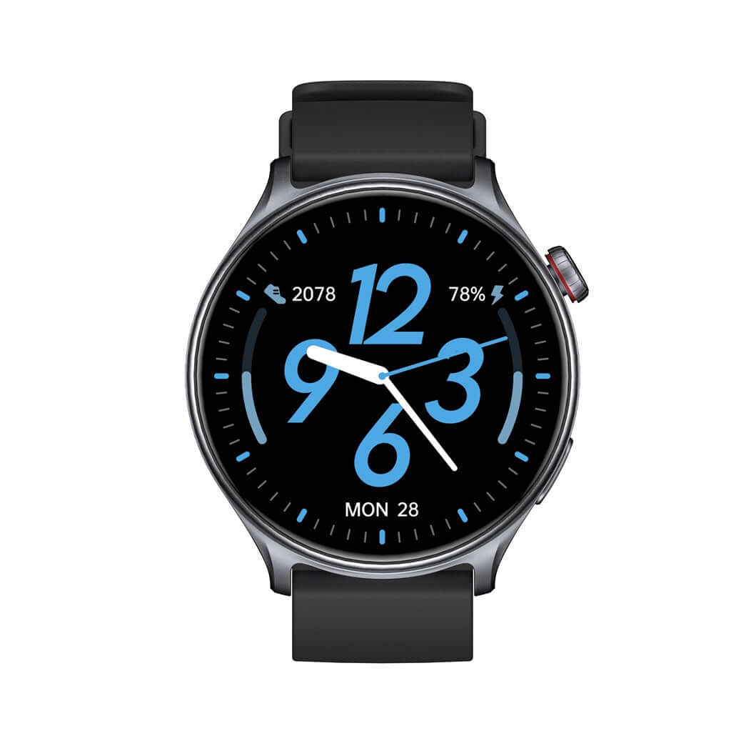 <tc>Runmefit</tc> GTR2 Smartwatch – Gesundheits-, Fitness- und Aktivitäts-Tracker, mit Schnelltaste, Lederarmband