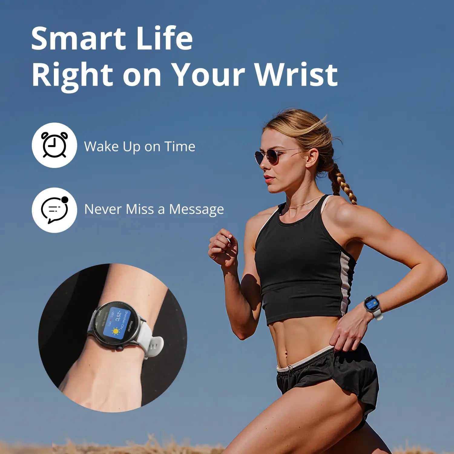 <tc>Runmefit</tc> Reloj deportivo inteligente GTR3 AMOLED con correa de cuero